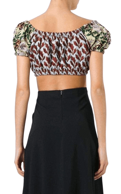 Leaves Print Cropped Top Philosophy Di Lorenzo Serafini