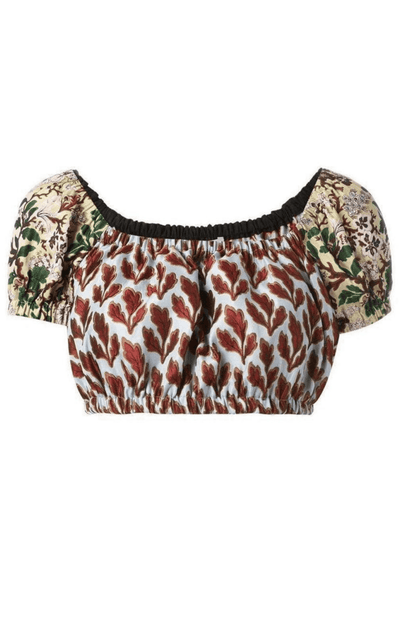 Philosophy Di Lorenzo Serafini Leaves Print Cropped Top - Runway Catalog