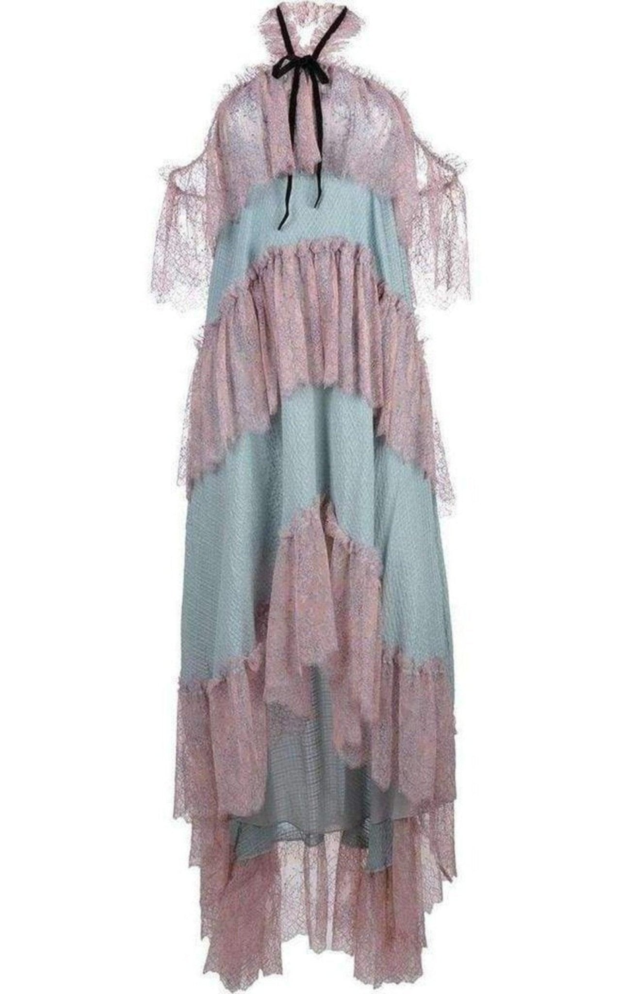 Philosophy Di Lorenzo Serafini Off the Shoulder Tiered Silk Dress - Runway Catalog