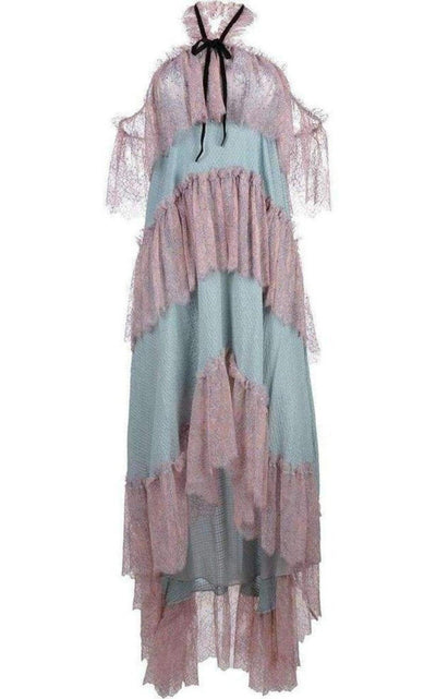 Philosophy Di Lorenzo Serafini Off the Shoulder Tiered Silk Dress - Runway Catalog