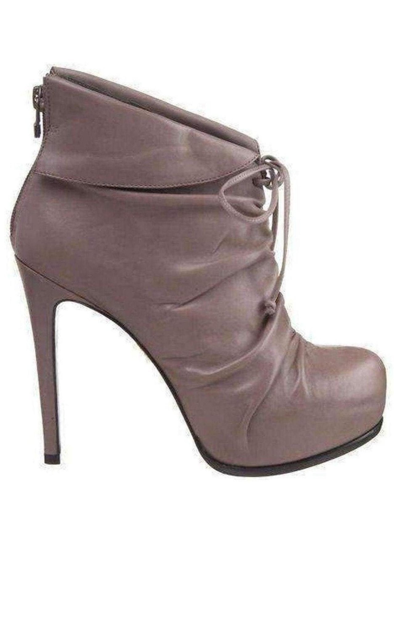 Pour La Victoire Grey Leather Asas Ankle Boots - Runway Catalog