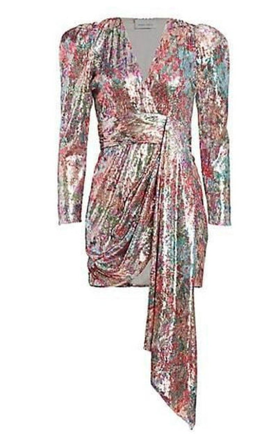 Prabal Gurung Mixed Sequin Wrapped Mini Dress - Runway Catalog