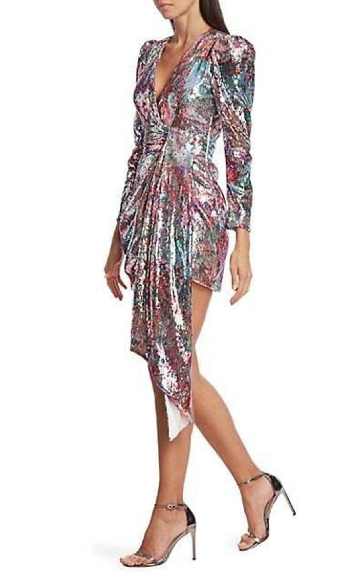 Prabal Gurung Mixed Sequin Wrapped Mini Dress - Runway Catalog