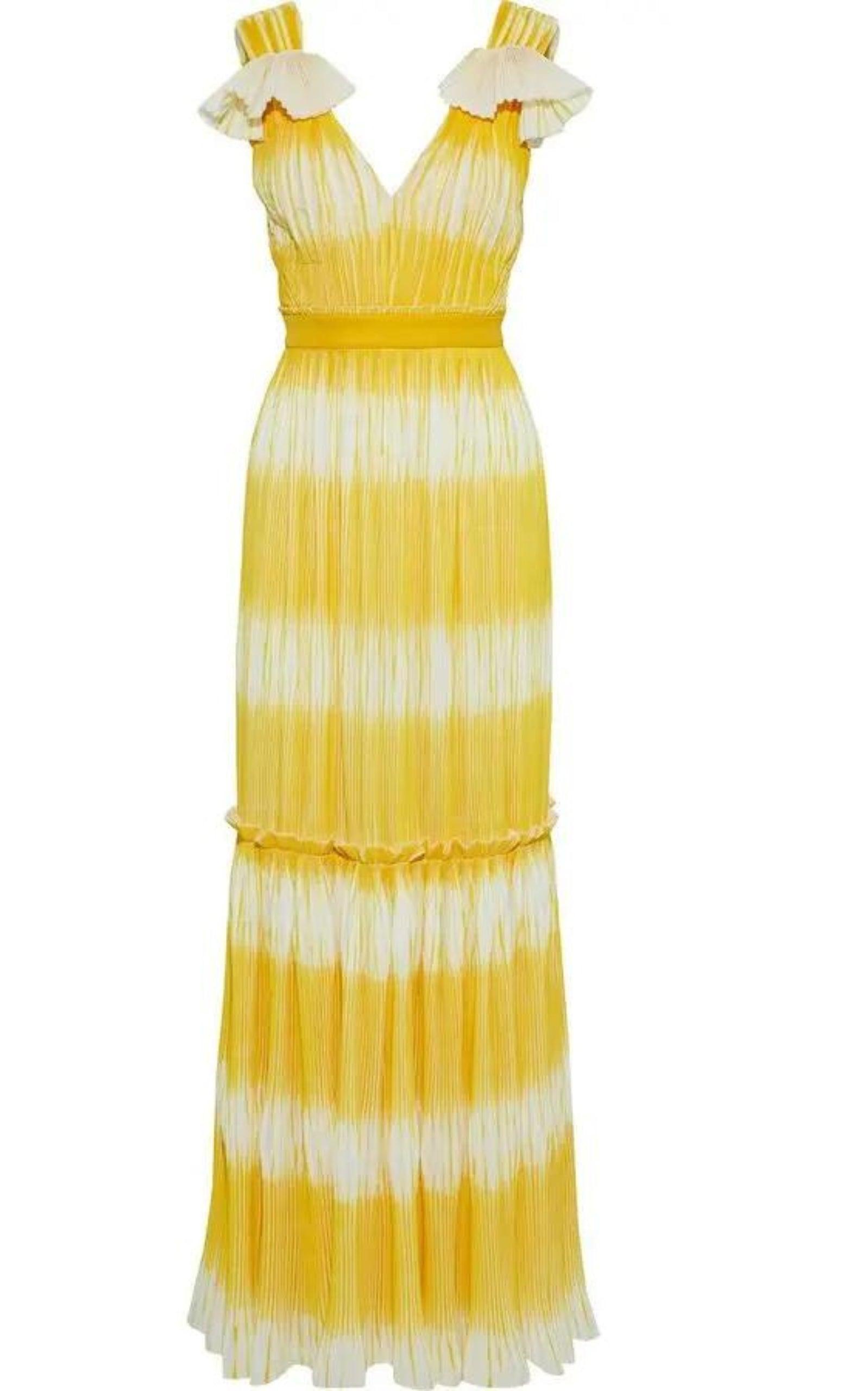 Yellow Tadia Plissé Dress Prabal Gurung