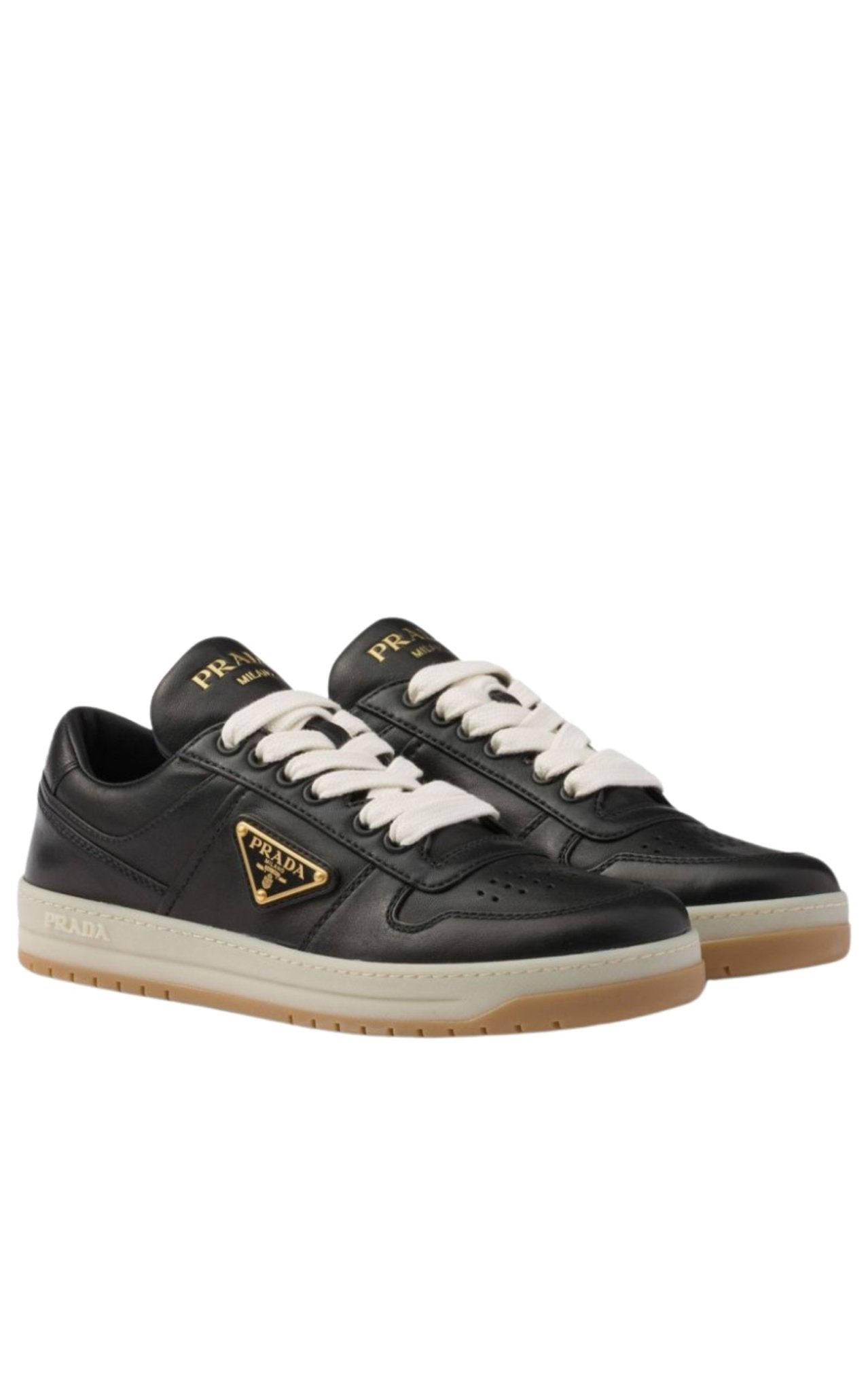 Prada Black Downtown Leather Sneakers - Runway Catalog