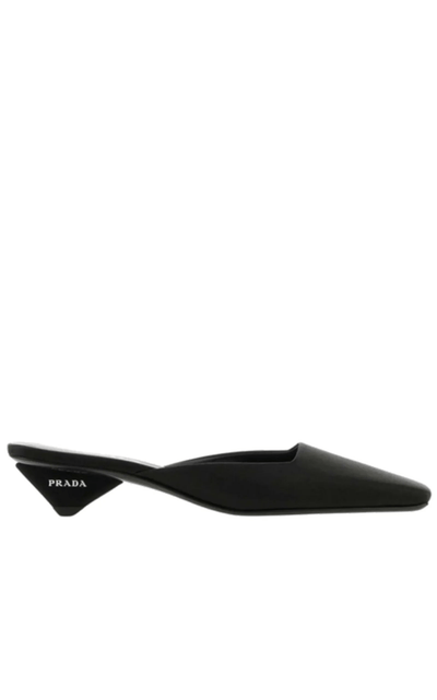 Prada Black Satin Mules Loafers - Runway Catalog
