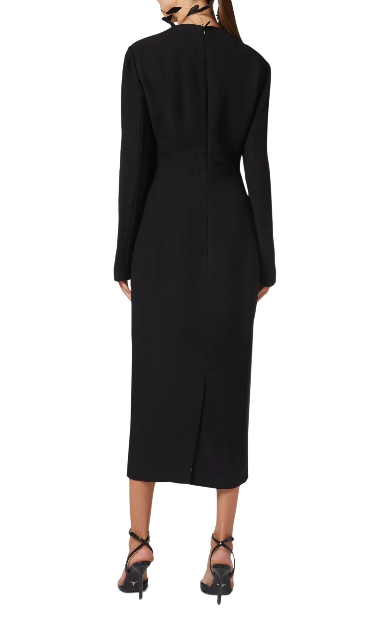 Prada Cady Feather Embellished Midi Dress - Runway Catalog