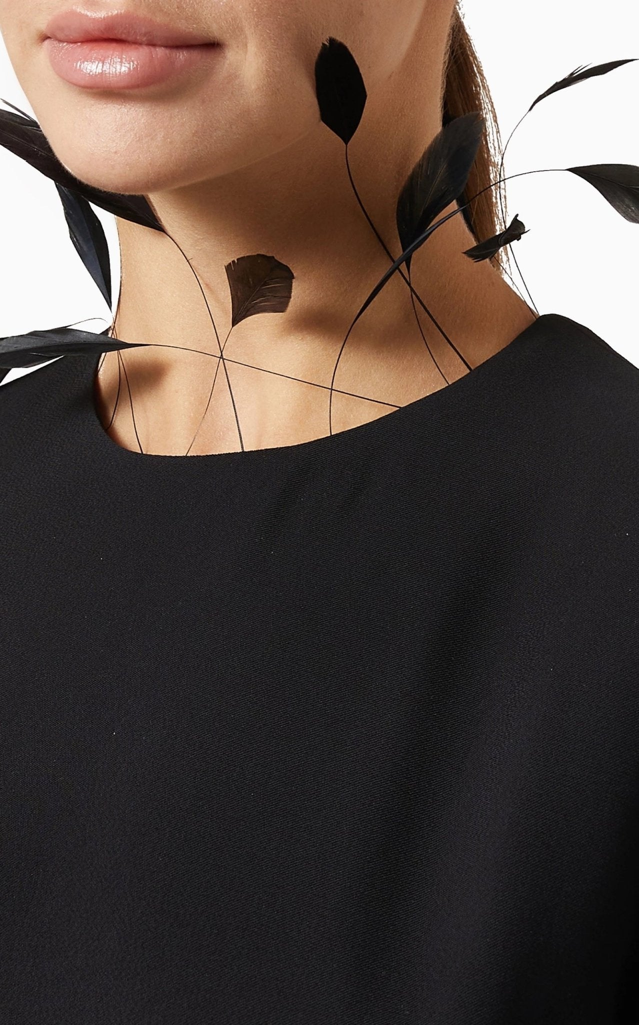 Prada Cady Feather Embellished Midi Dress - Runway Catalog