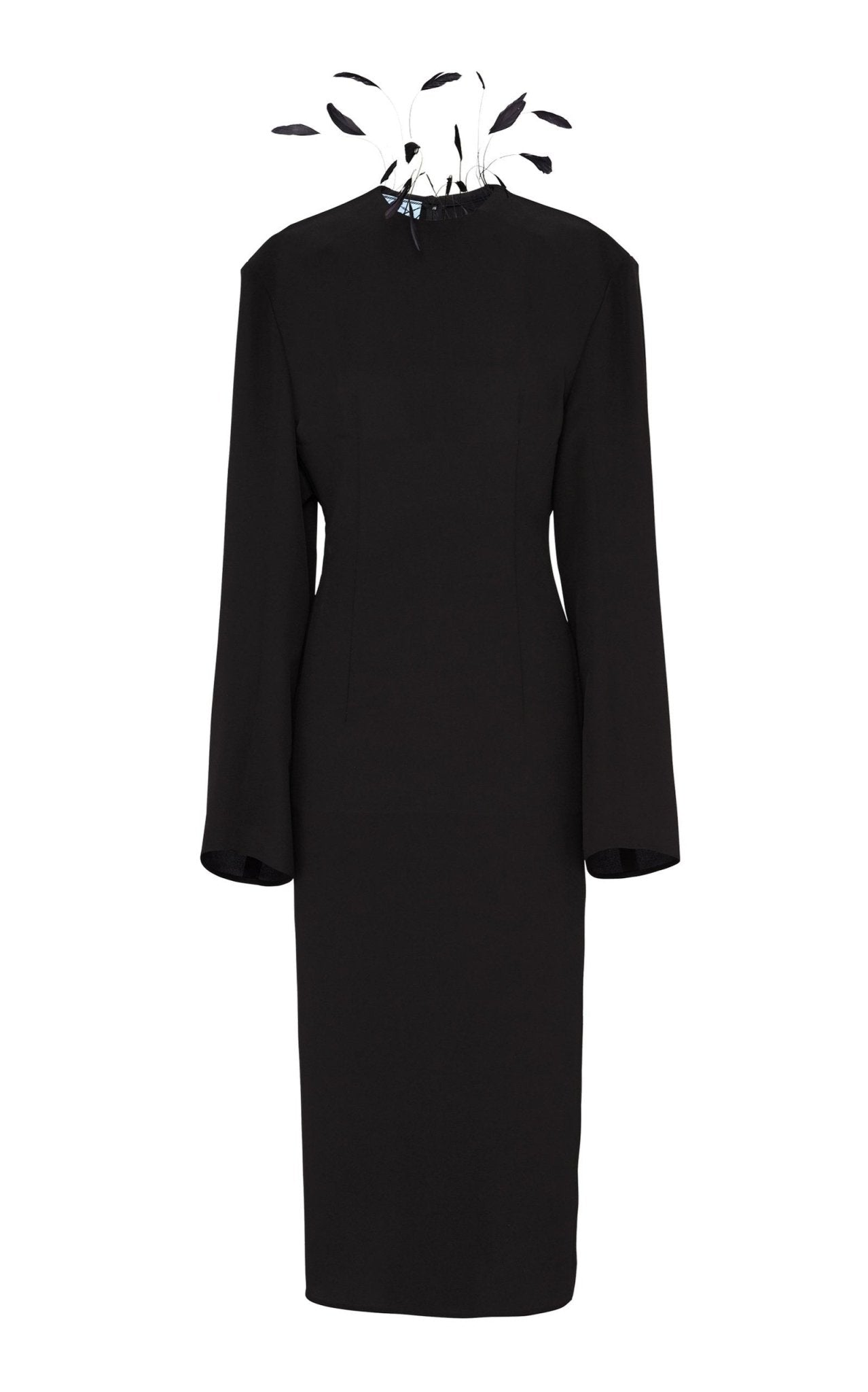 Prada Cady Feather Embellished Midi Dress - Runway Catalog