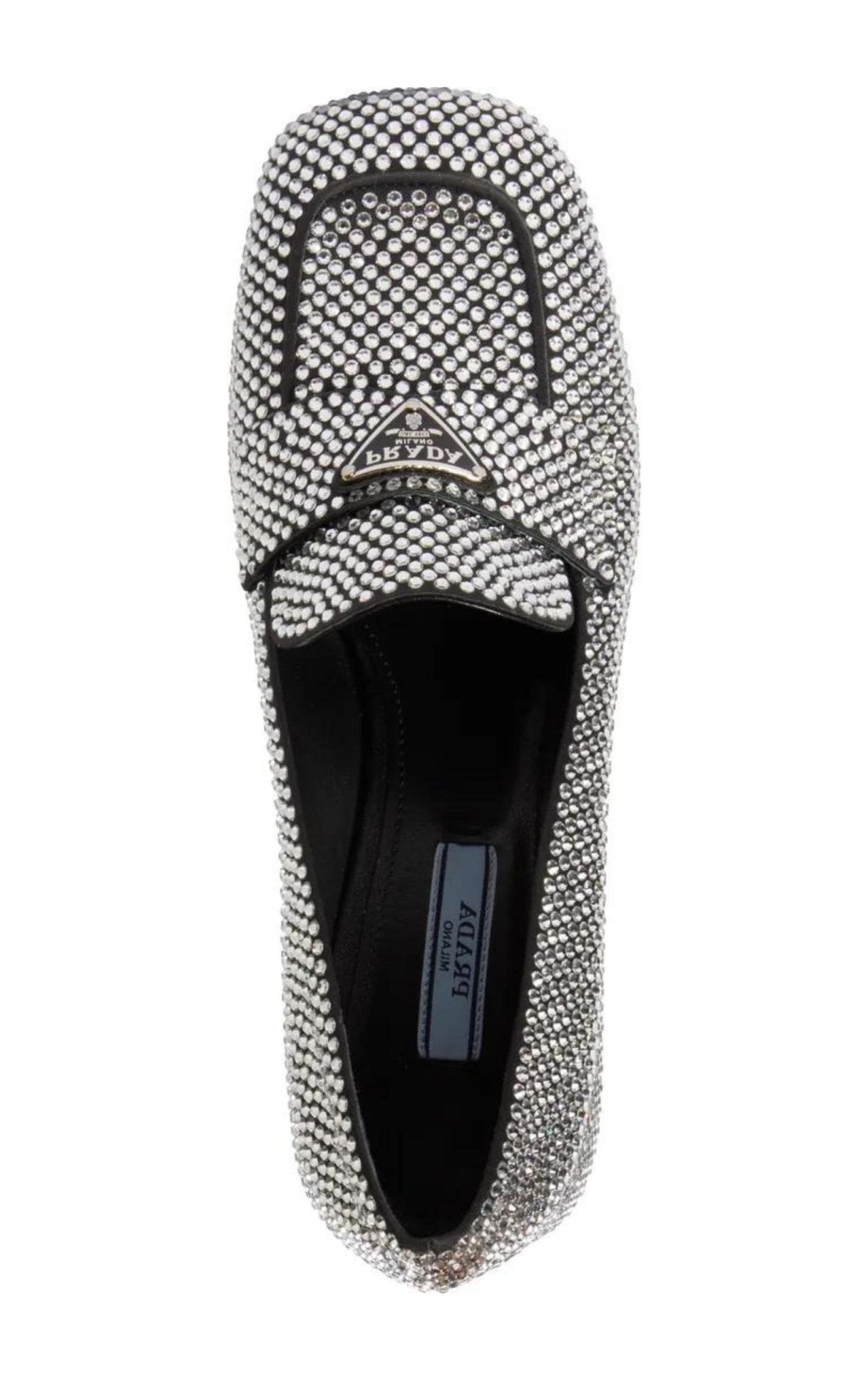 Prada Crystal-embellished Logo-plaque Loafers - Runway Catalog