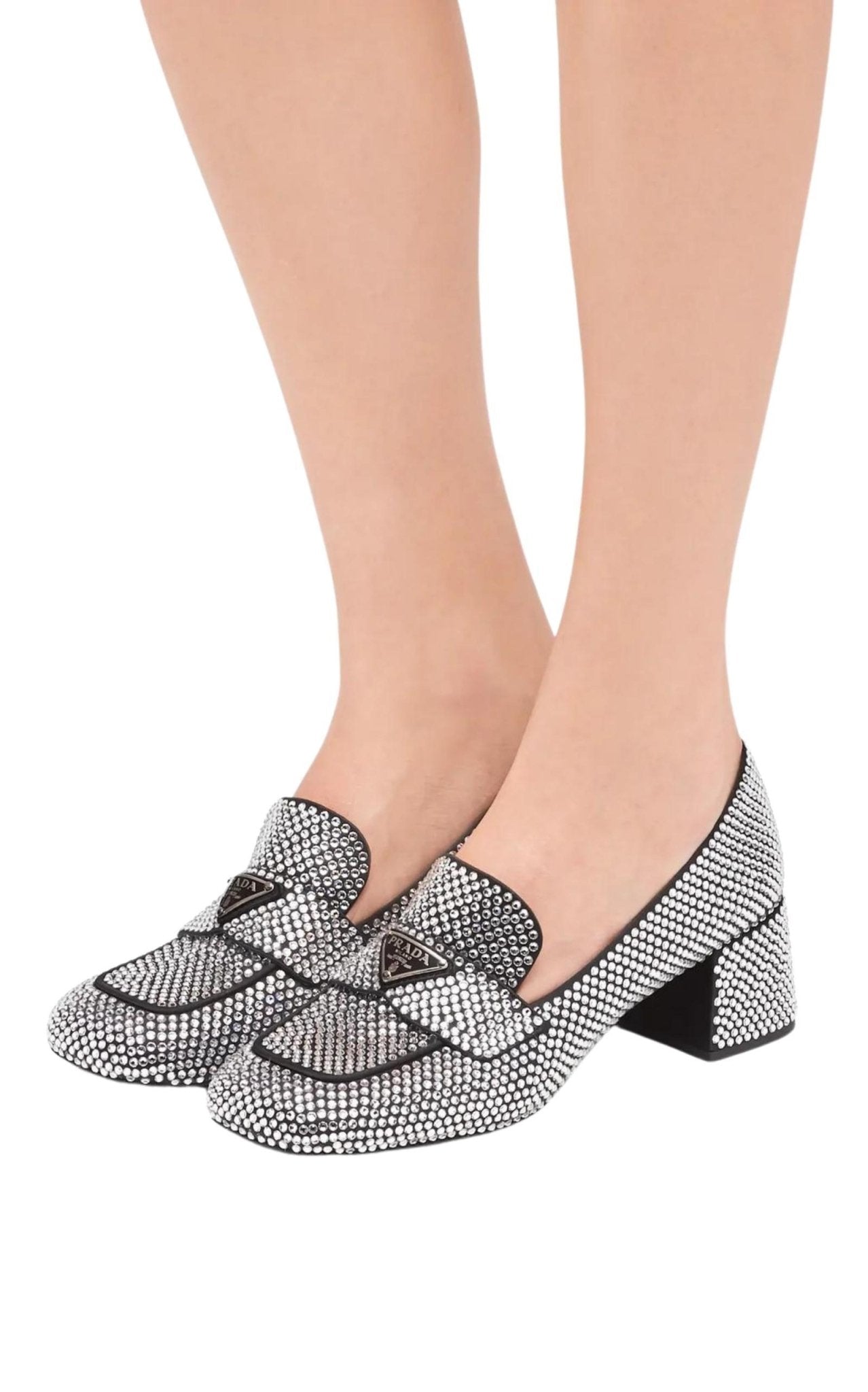 Prada Crystal - embellished Logo - plaque Loafers - Runway Catalog