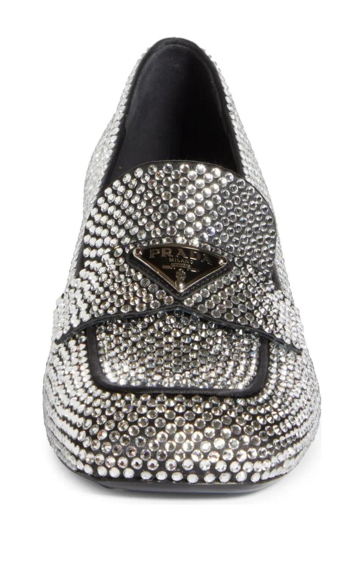 Prada Crystal-embellished Logo-plaque Loafers - Runway Catalog