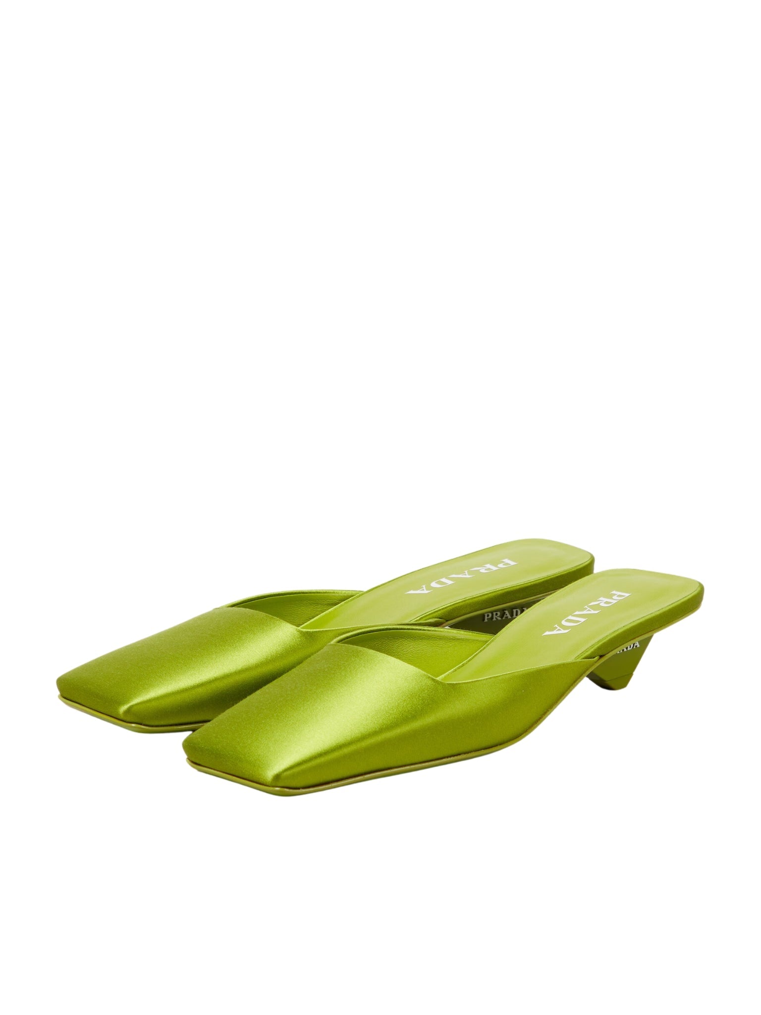 Prada Green Satin Mules Loafers - Runway Catalog