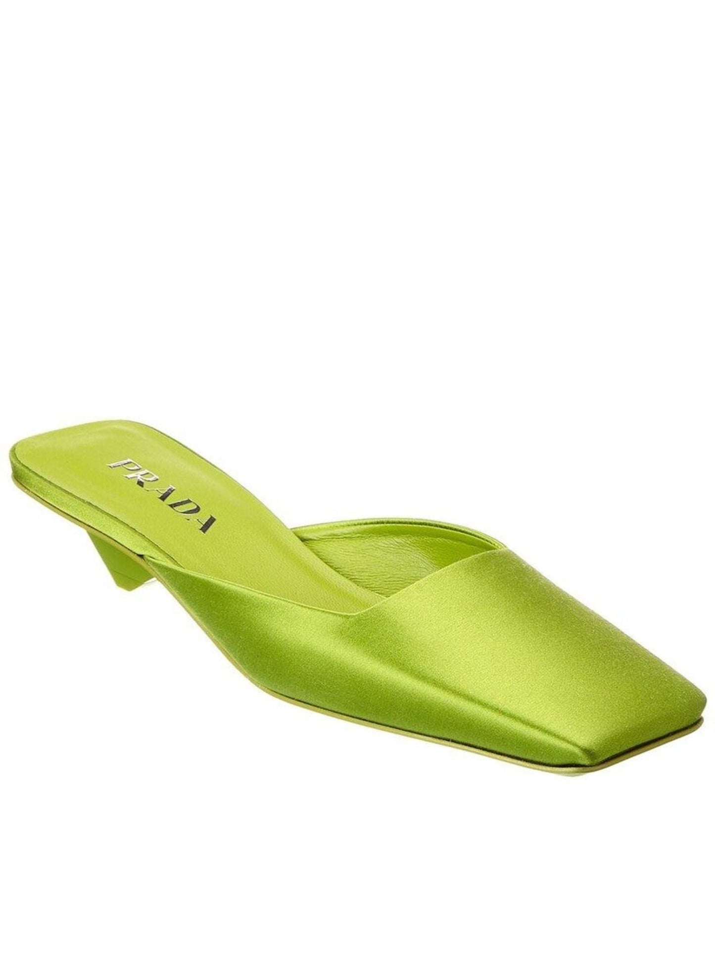 Prada Green Satin Mules Loafers - Runway Catalog