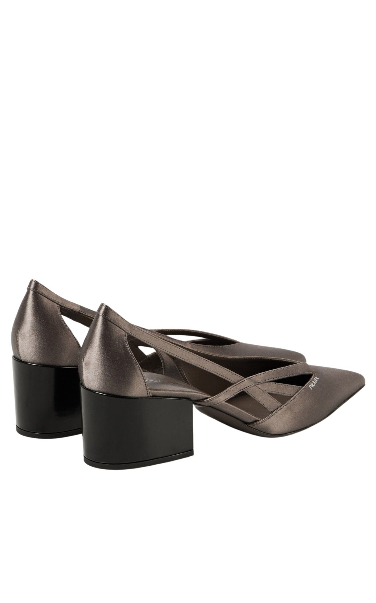 Prada Pointy 55 Cutout Satin Pumps - Runway Catalog