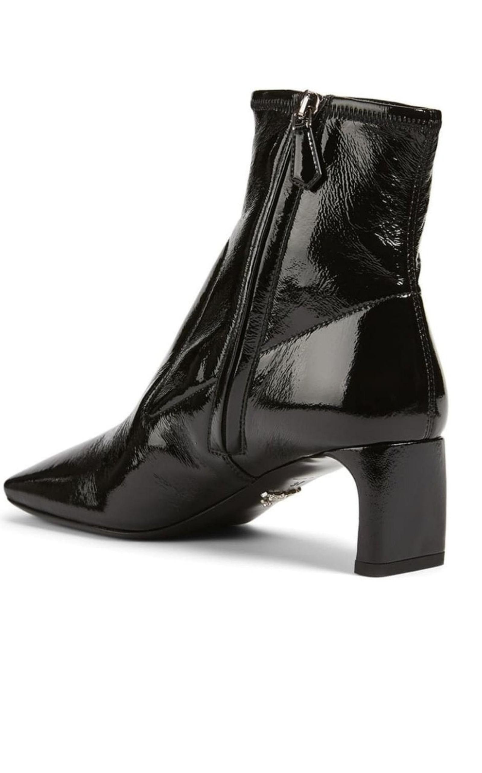 Тechnical Patent Leather Ankle Boots Prada