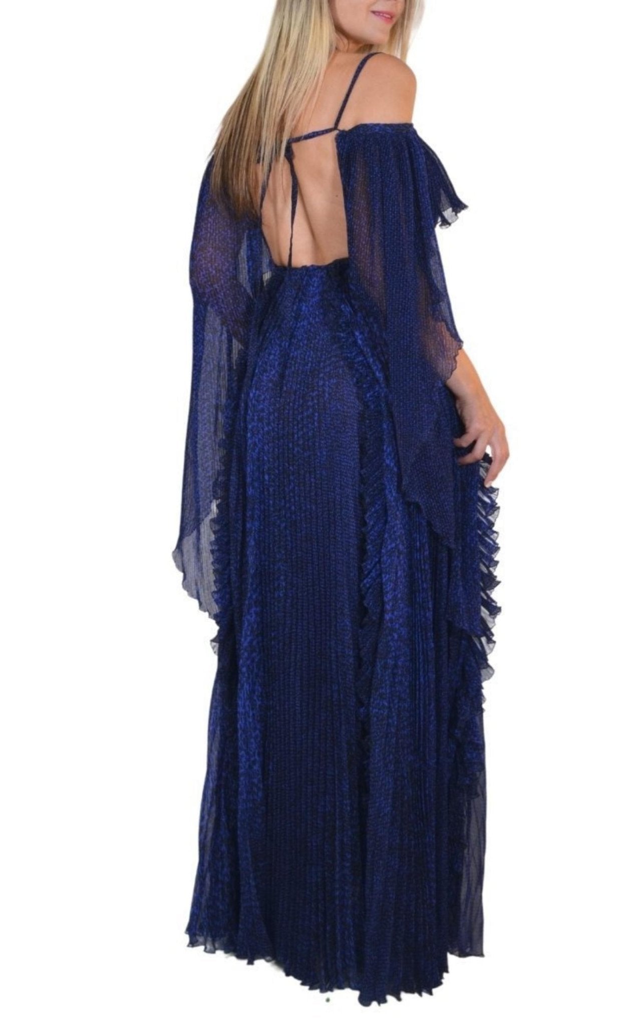 Ralph & Russo Blue Silk Ball Cape Gown - Runway Catalog