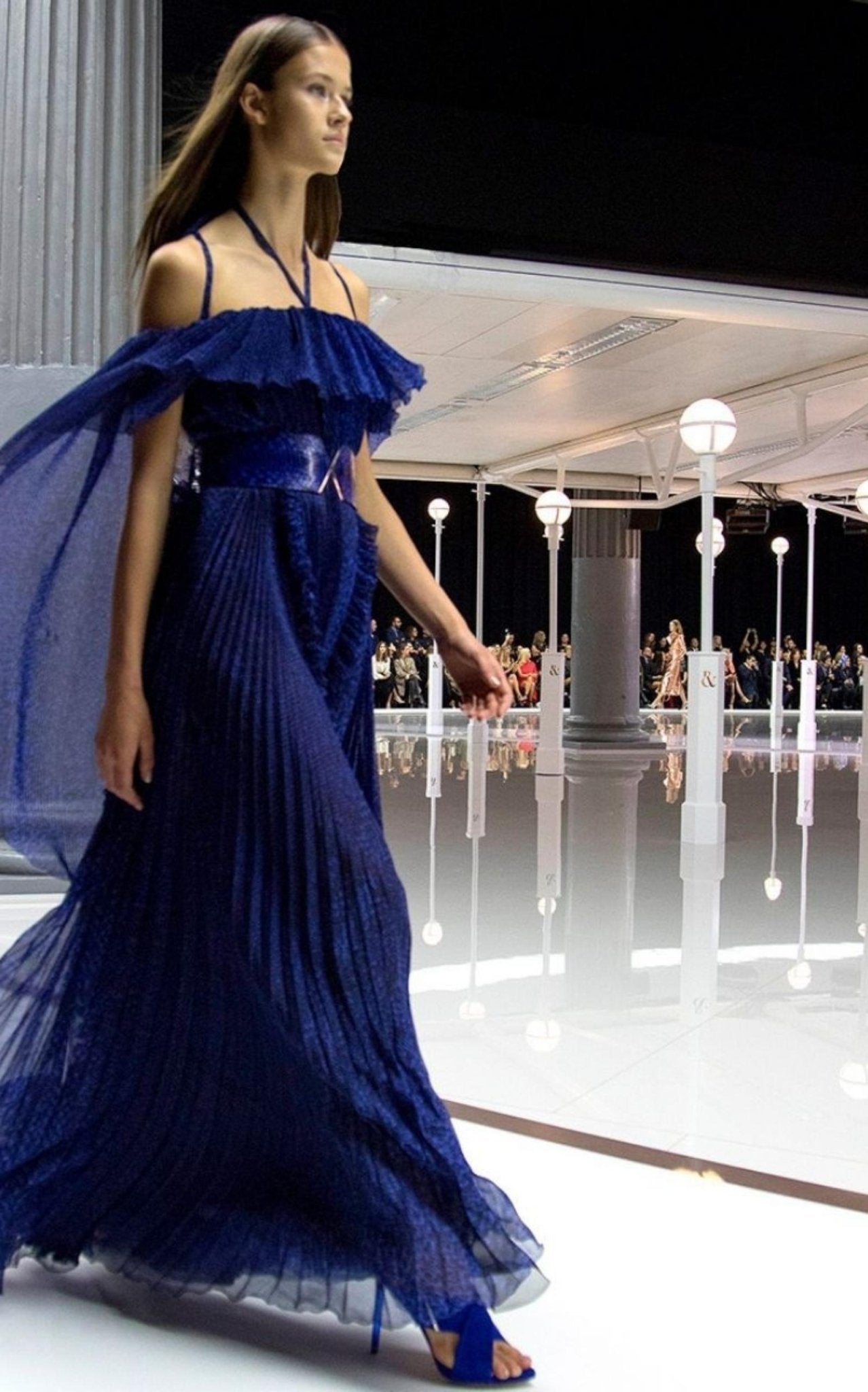Ralph & Russo Blue Silk Ball Cape Gown - Runway Catalog
