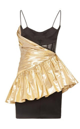 Draped Metallic Silk And Crepe Mini Dress Rasario