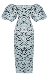 Polka-Dot Silk Organza Off-The-Shoulder Midi Dress Rasario