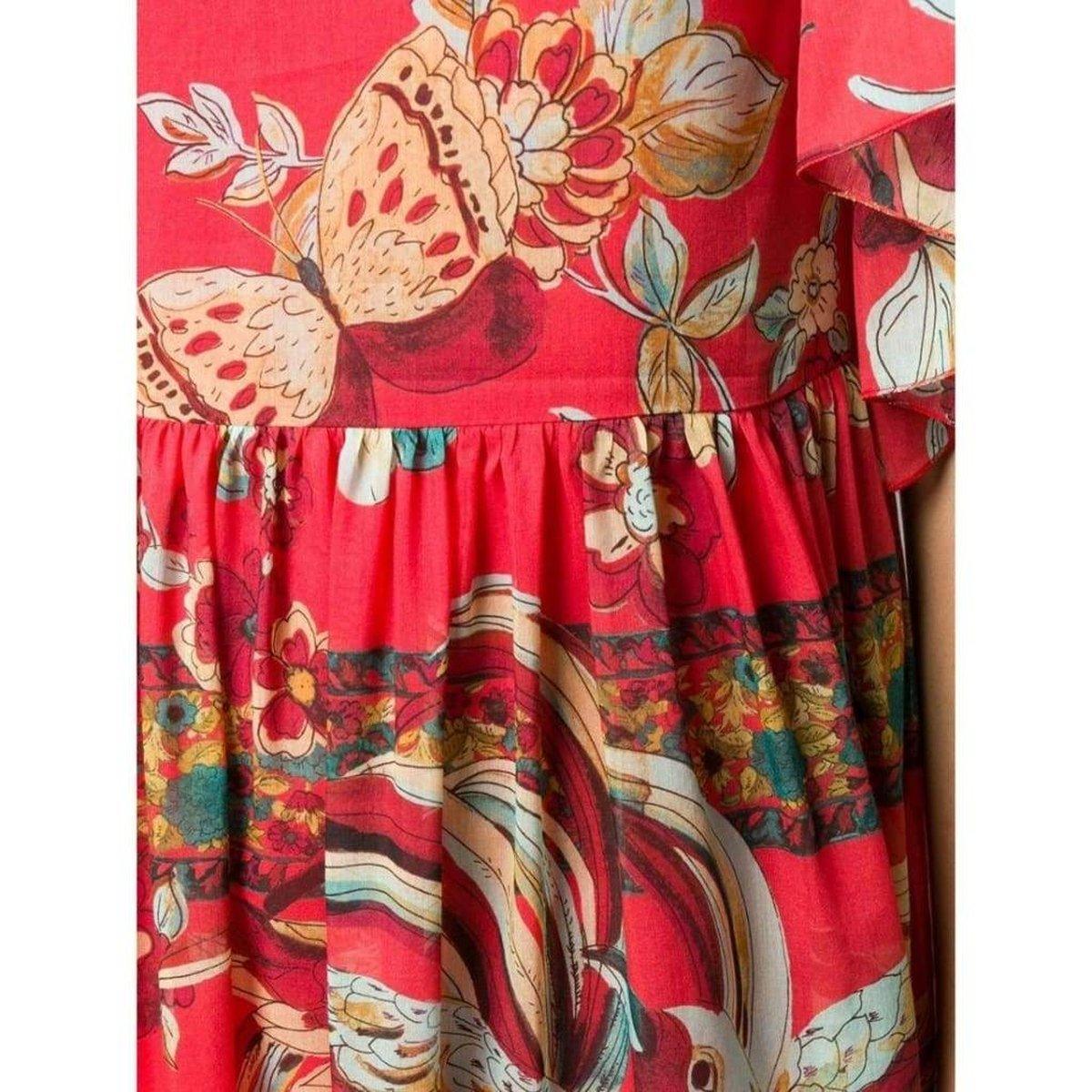 Bird of Paradise-Print Silk Blend Dress Red Valentino