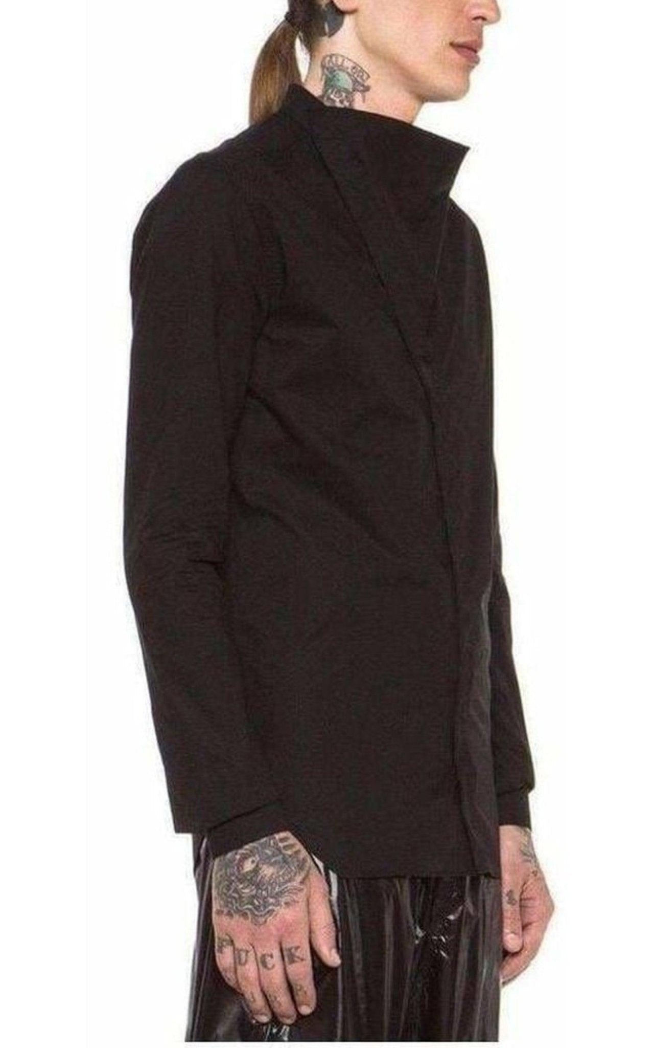 Rick Owens Plinth Black Cowl Shirt - Runway Catalog