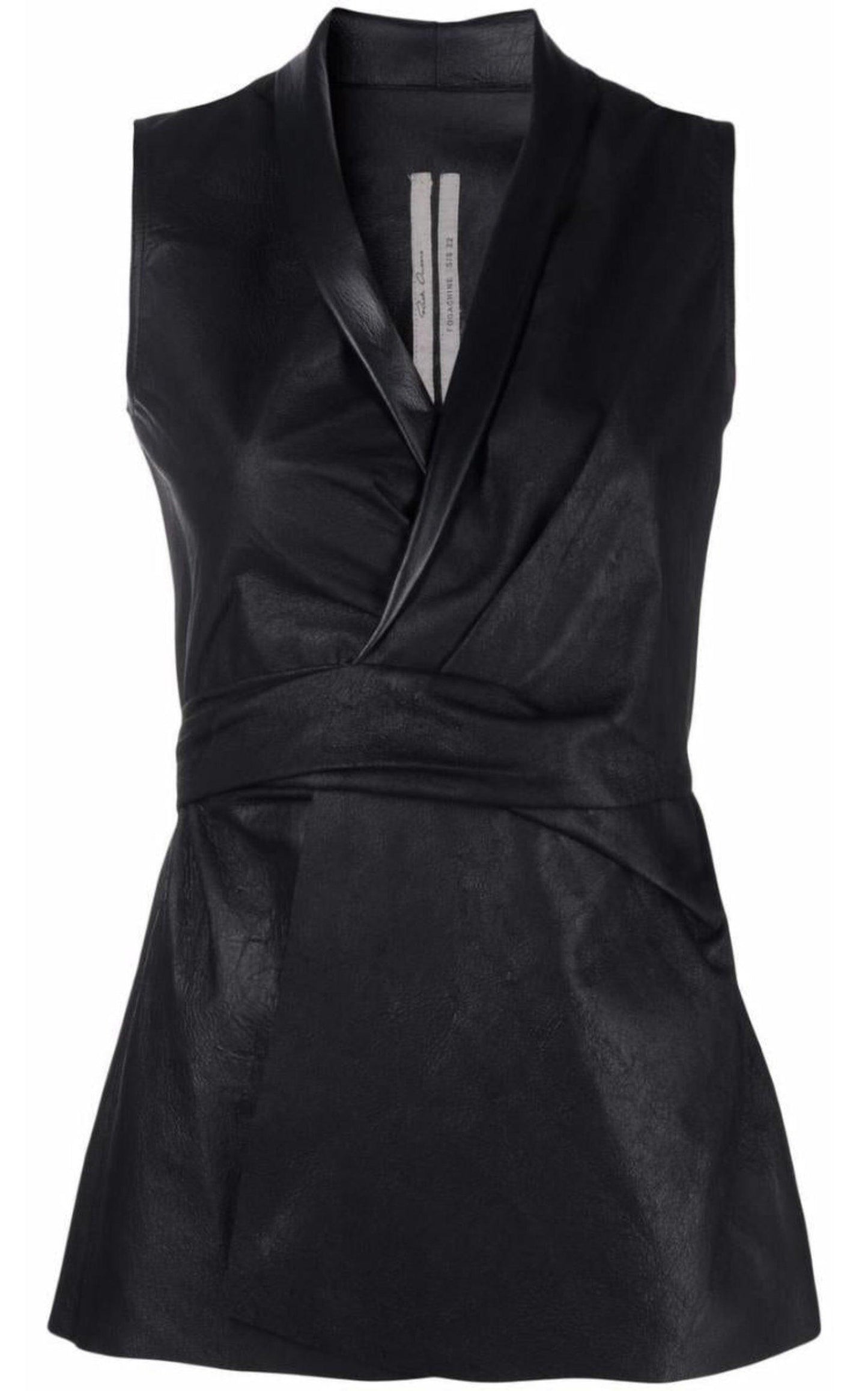 Wrap-front Leather Vest Rick Owens