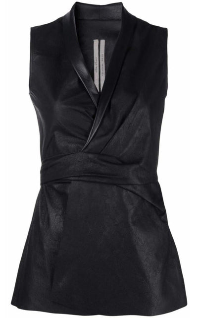 Rick Owens Wrap - front Leather Vest - Runway Catalog