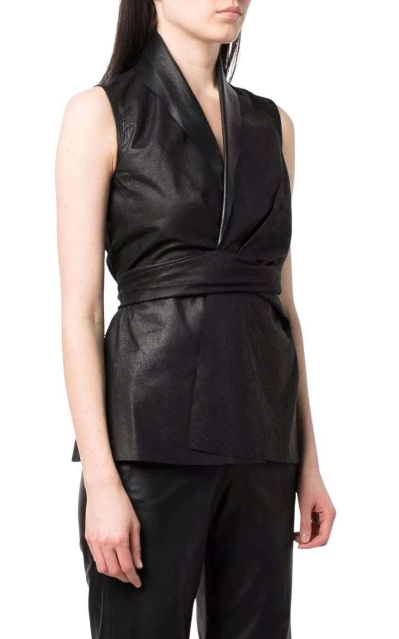Rick Owens Wrap - front Leather Vest - Runway Catalog