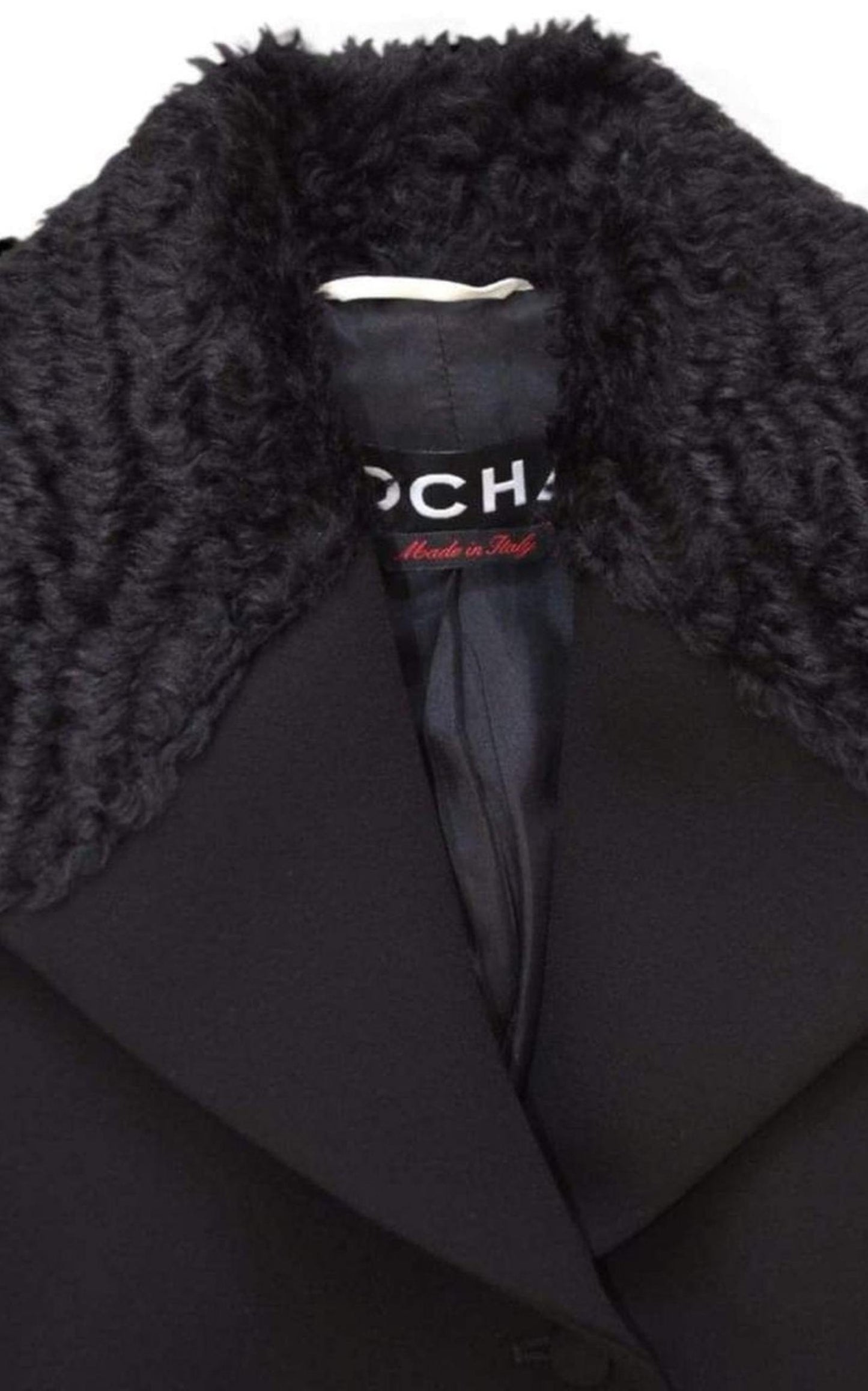 Black Fur Astrakan Collar Jacket Rochas