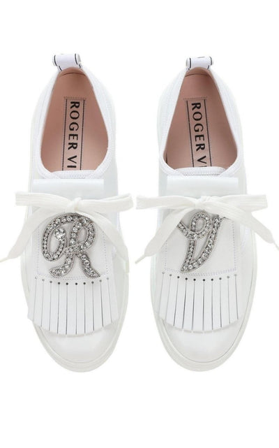 Roger Vivier Call Me Vivier Leather Jewel Sneakers - Runway Catalog