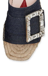 Crystal-embellished Denim Espadrille Slides Roger Vivier