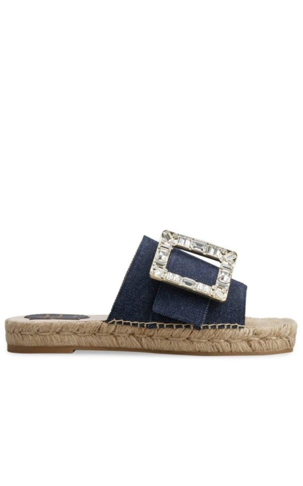 Roger Vivier Crystal - embellished Denim Espadrille Slides - Runway Catalog