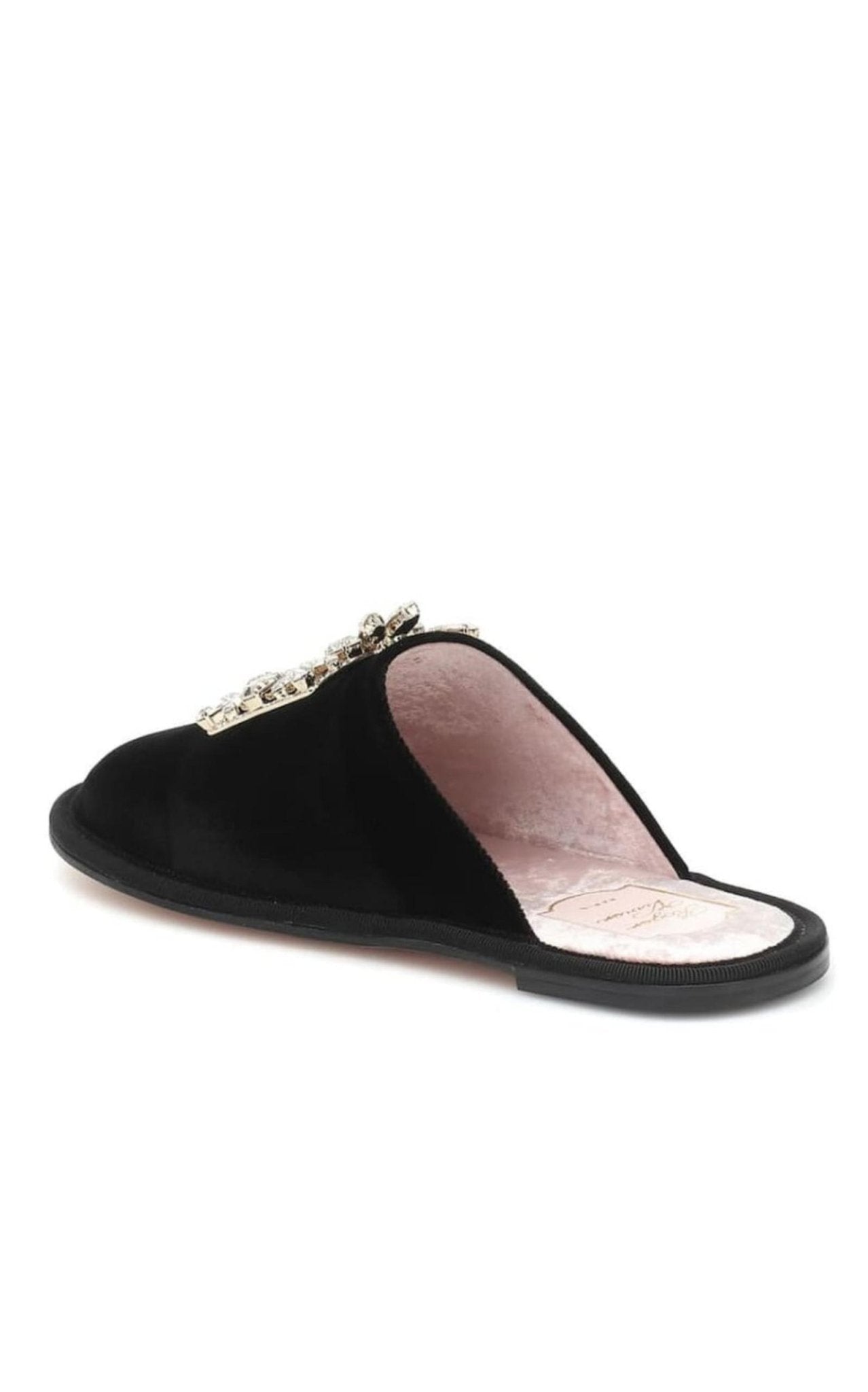 Roger Vivier Hotel Vivier Crystal - buckle Velvet Slippers - Runway Catalog