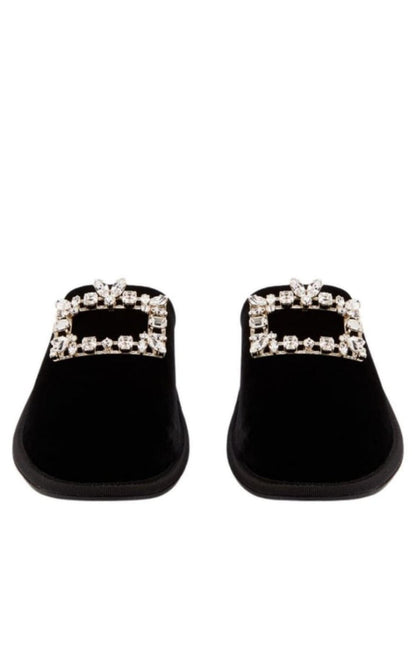 Roger Vivier Hotel Vivier Crystal-buckle Velvet Slippers