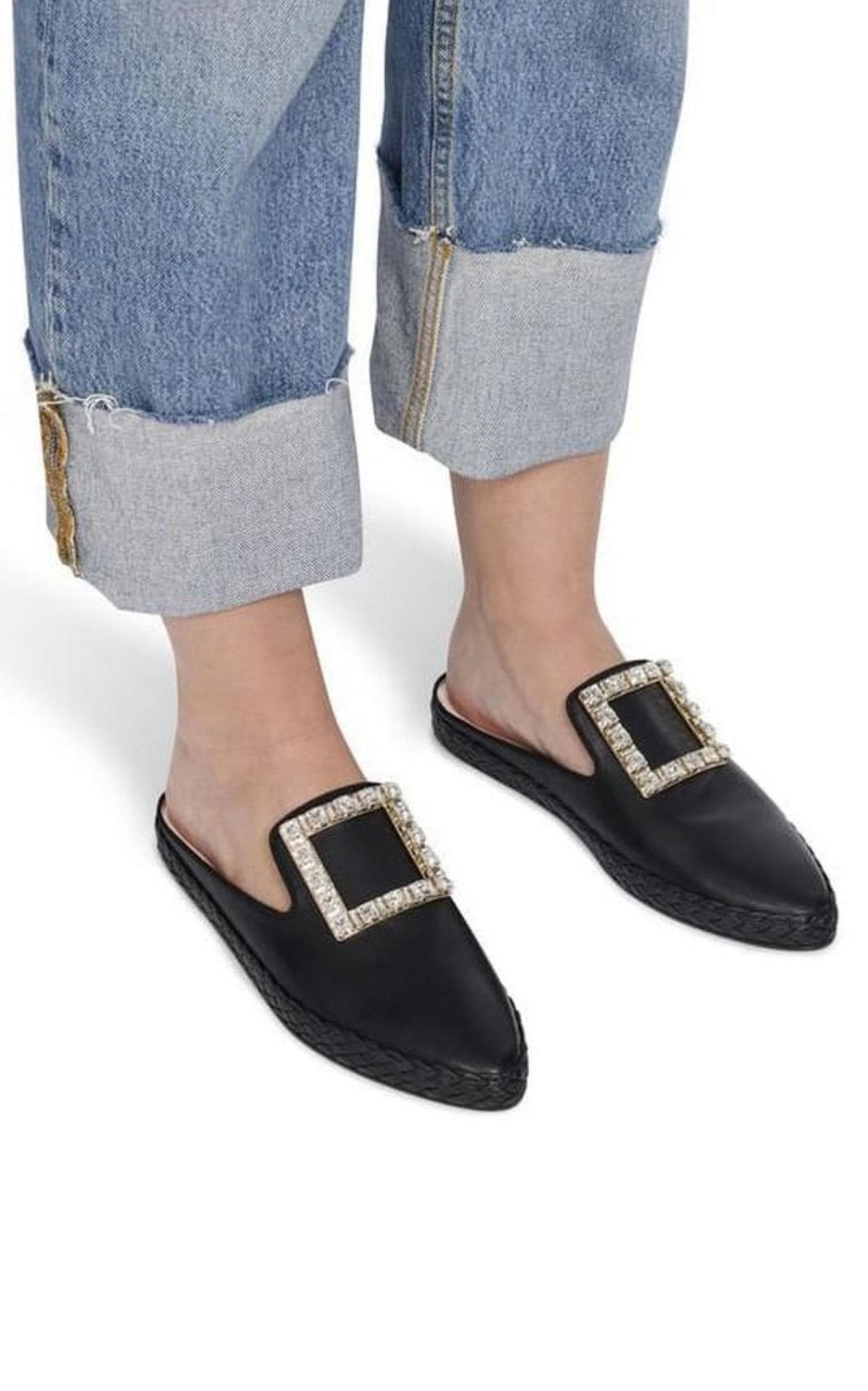Roger Vivier RV Lounge Strass Buckle Mules - Runway Catalog