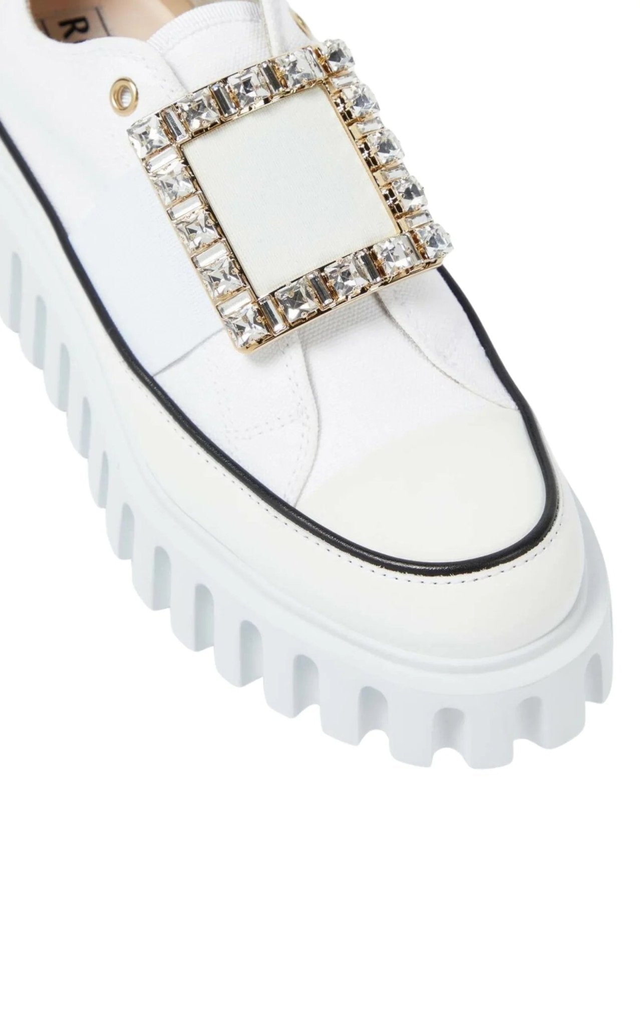 Roger Vivier Viv' Go - Thick Buckle White Platform Sneakers - Runway Catalog
