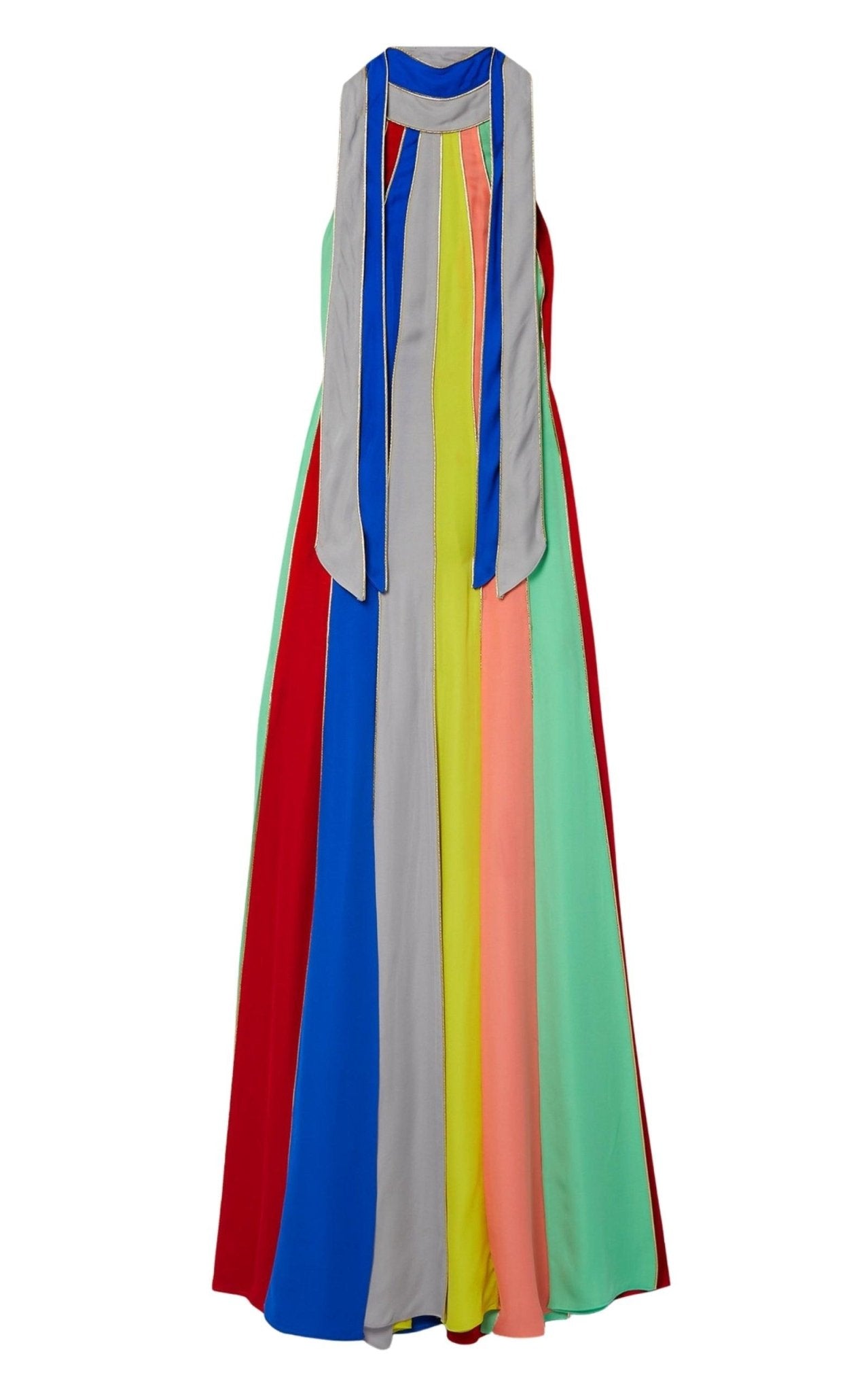 Rosie Assoulin Silk Striped Halter Neck Grown - Runway Catalog