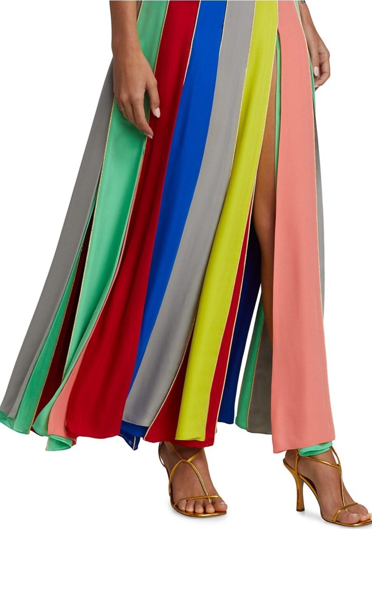 Rosie Assoulin Silk Striped Halter Neck Grown - Runway Catalog