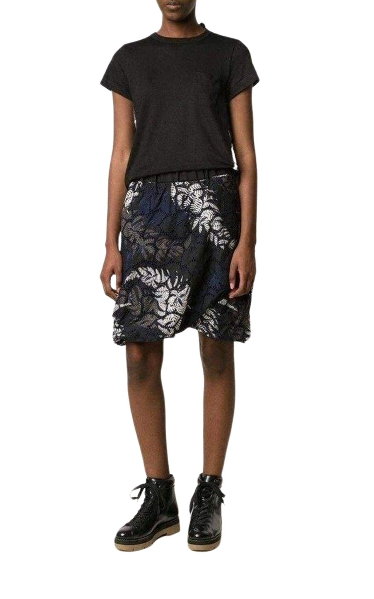 Sacai Back Pleat Black T-shirt - Runway Catalog
