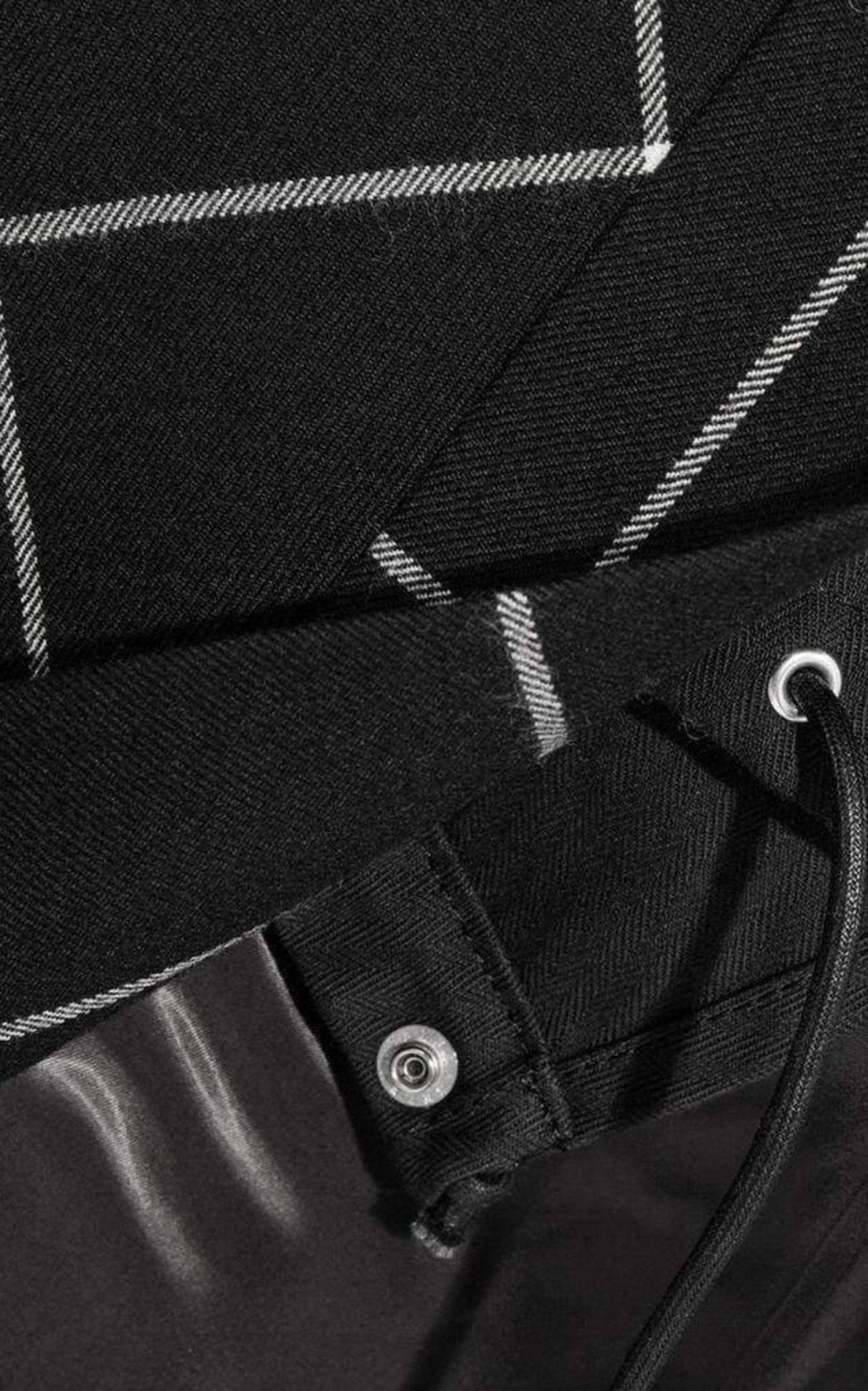 Sacai Cotton Twill - Paneled Checked Wool Skirt - Runway Catalog