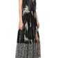 Mixed Print Pleated Maxi Dress Sacai