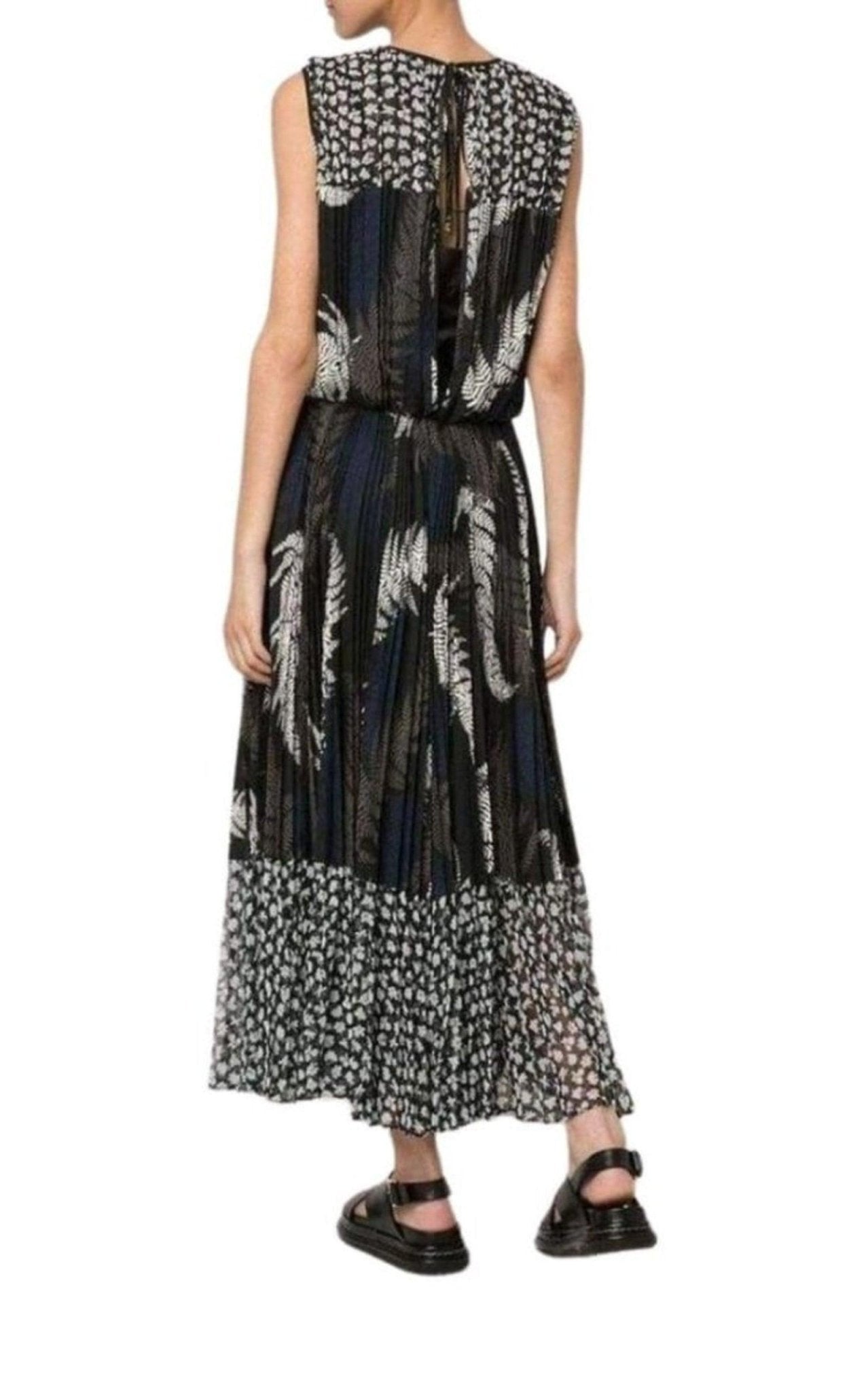 Sacai Mixed Print Pleated Maxi Dress - Runway Catalog