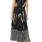 Mixed Print Pleated Maxi Dress Sacai