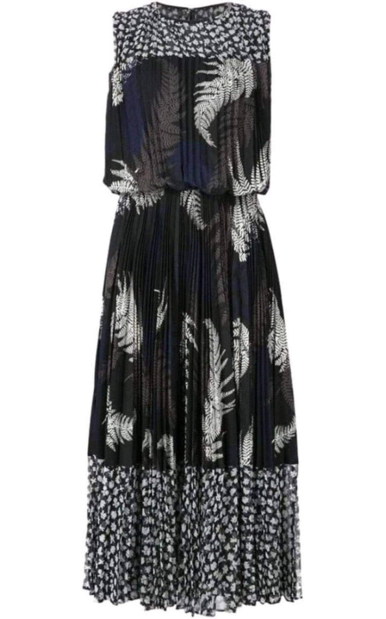 Sacai Mixed Print Pleated Maxi Dress - Runway Catalog