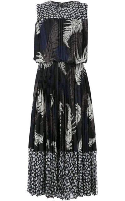 Sacai Mixed Print Pleated Maxi Dress - Runway Catalog