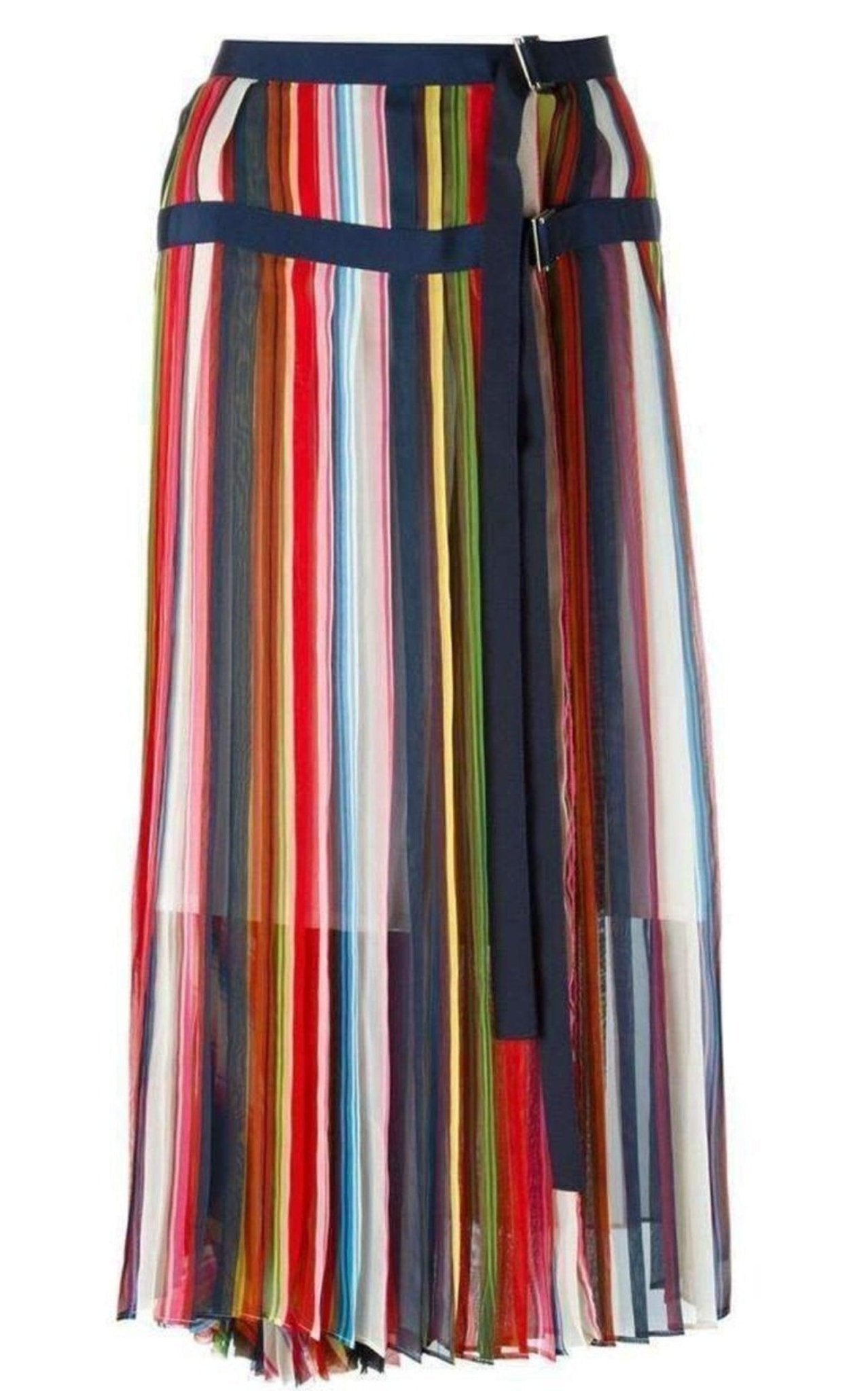 Sacai Multi Coloured Striped Midi Skirt - Runway Catalog