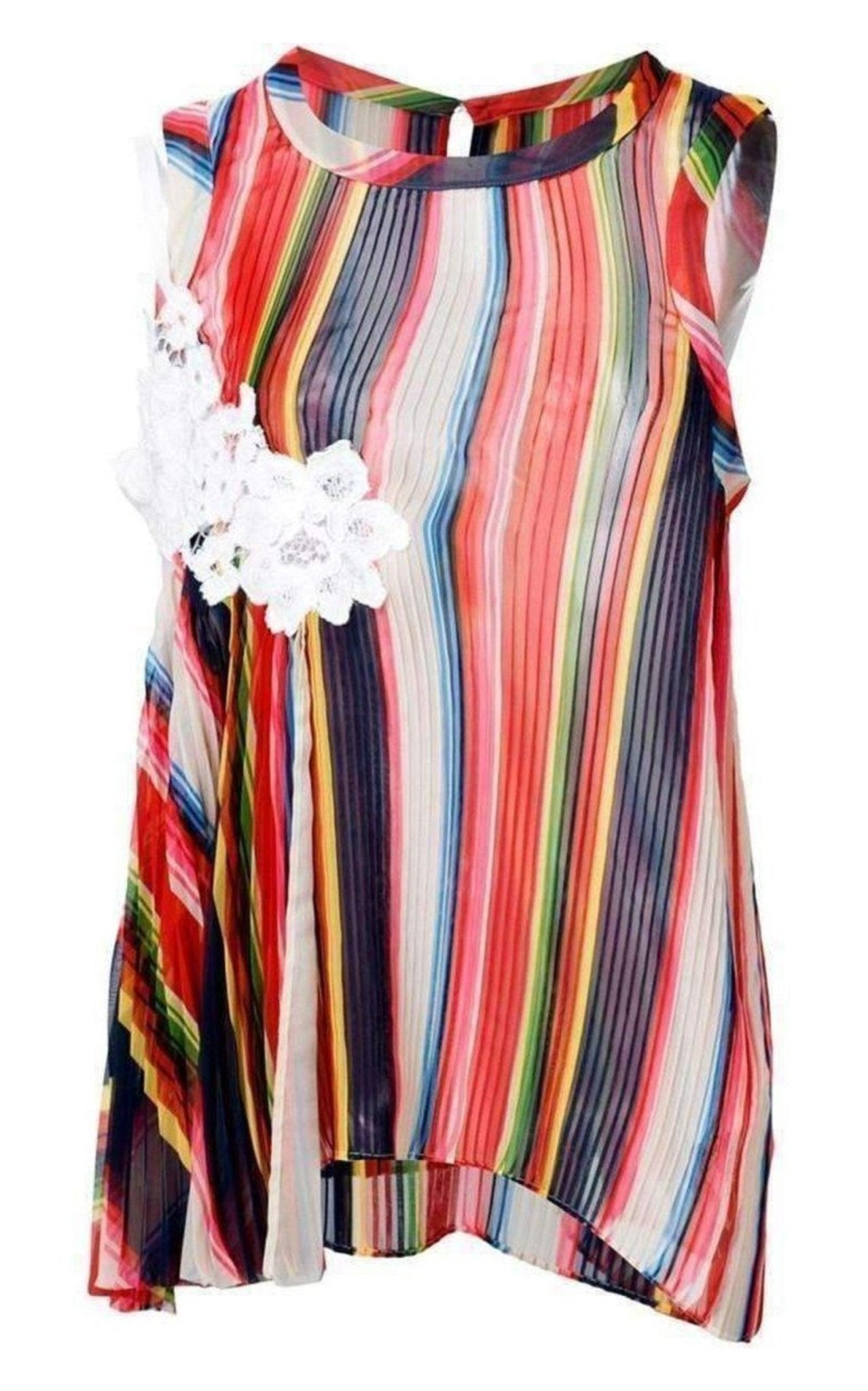 Sacai Striped Pleated Camisole Tank Top - Runway Catalog