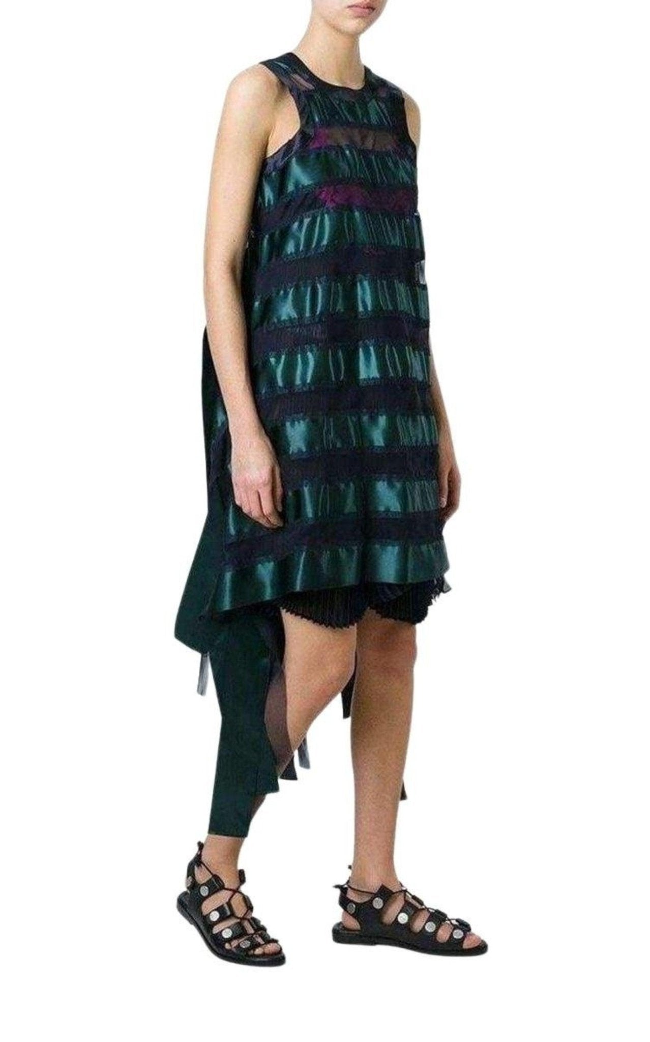 Sacai Transparent Stripe Panel Dress - Runway Catalog