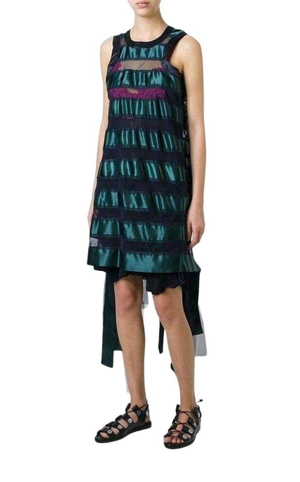 Sacai Transparent Stripe Panel Dress - Runway Catalog